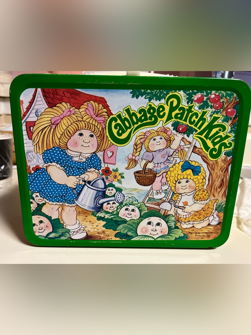 Vintage 1083 Cabbage Patch Kids Green Lunchbox with Thermos